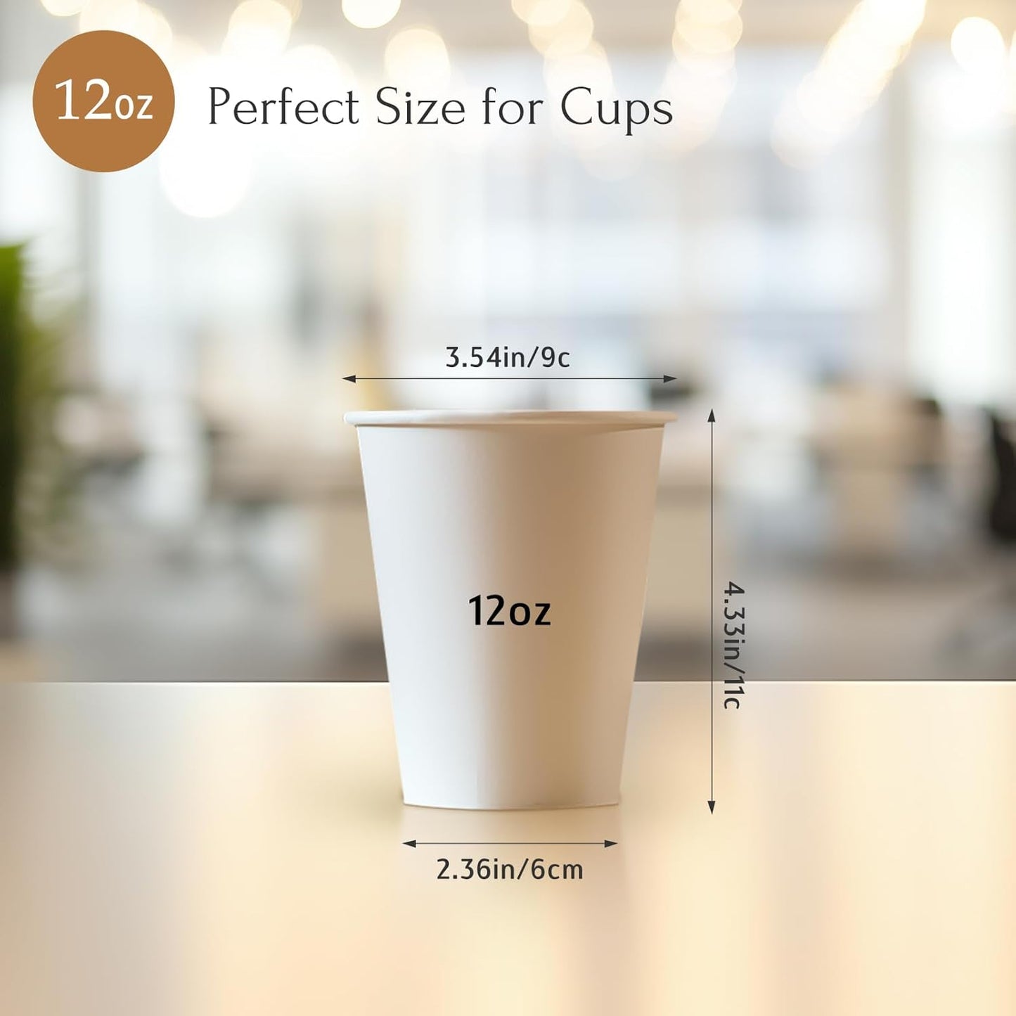 Paper Coffee Cups, 12 OZ Disposable Hot and Cold Cups, Leak-Proof White Cups for Coffee, Tea, Ideal for Home, Office, and Events (100 Count)