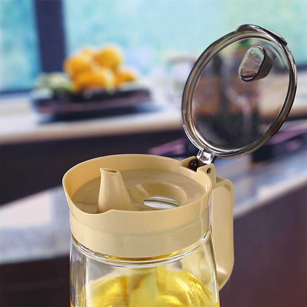 TENTA KITCHEN Olive Oil Vinegar Syrups Bottle Dispenser Cruet - 550ml(18.6 Oz) Oil Bottle Glass With No Drip Plastic Bottle Spout And Protective Cap (Beige 1PC)