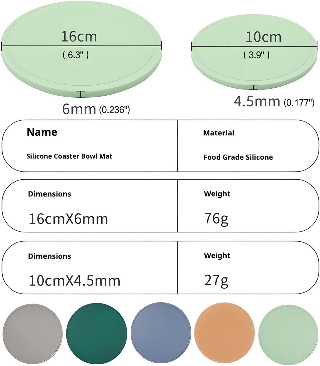 5-Piece Silicone Coasters Set with Holder - 3.9“ Non-Slip & Anti-Overflow Design for Hot/Cold Drinks | Thickened Kitchen & Living Room Decor, Housewarming Gifts for Men (Coffee, Beer, All Cup Types)