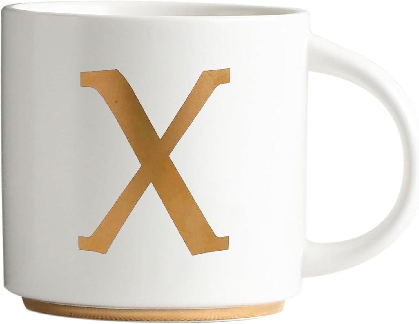 COLLECTIVE HOME - Monogram Ceramic Mugs, 15 oz Golden Initial Coffee Cups, Elegant Alphabet Tea Mugs, Elegant Personalized Mug with Gift Box, Unique Mug with Double Side Capital Letter (X)
