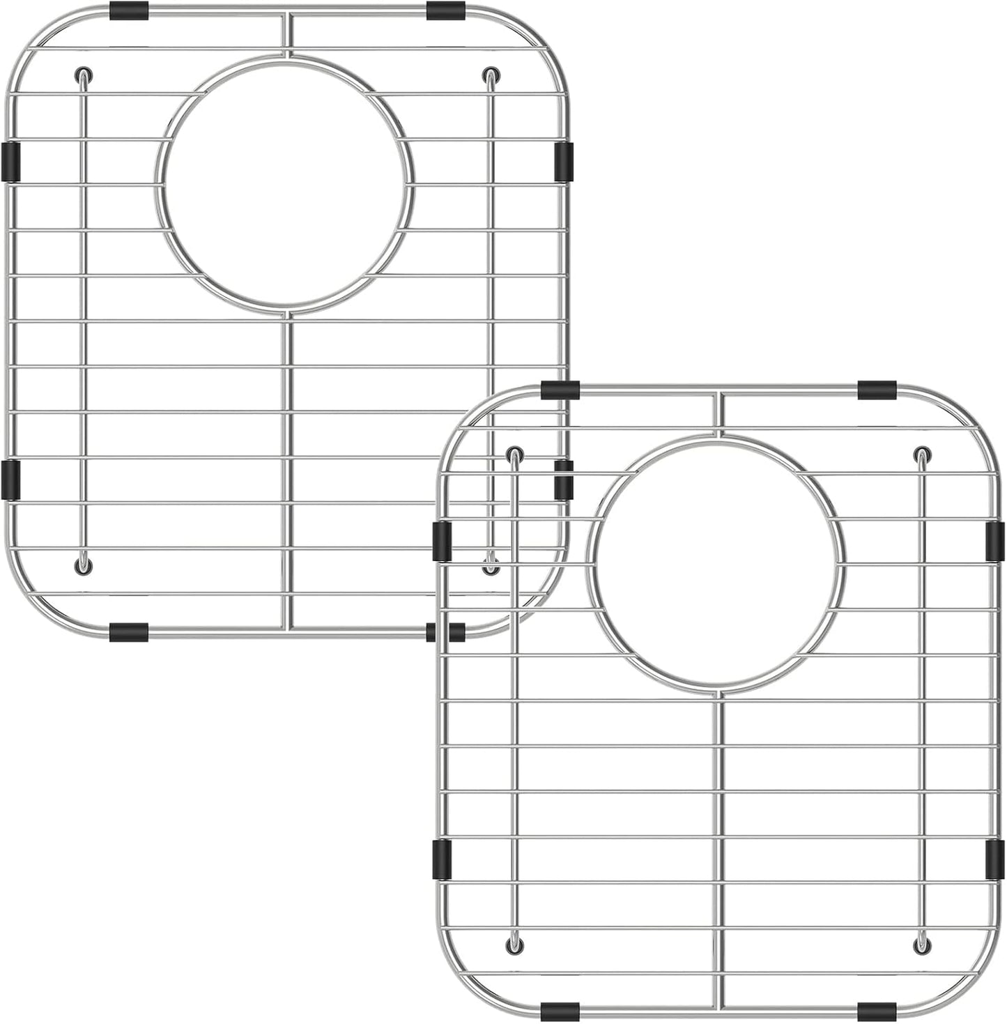 Bottom of Sink Protector Rack, Stainless Steel 13.2"x11.6" Sink Grid Dish Drying Rack Grate with Rear Drain Hole 2 Packs
