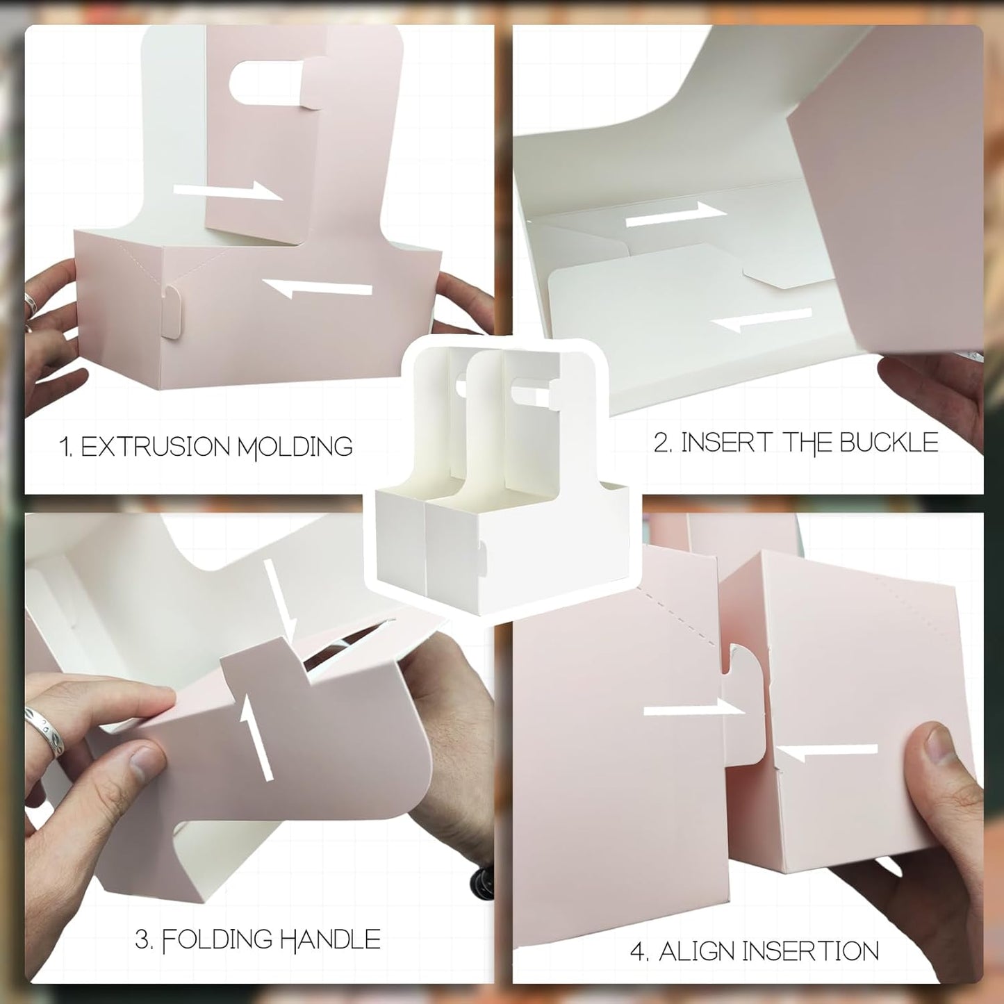 2 Cup Disposable Drink Carrier for Delivery with Handle,15 Count Pink Paperboard Cup Holder,Cup Carriers for Hot or Cold Drinks,Coffee Carrier, Food Delivery,Take Out Cup Carriers (Pink, 15 PCs)