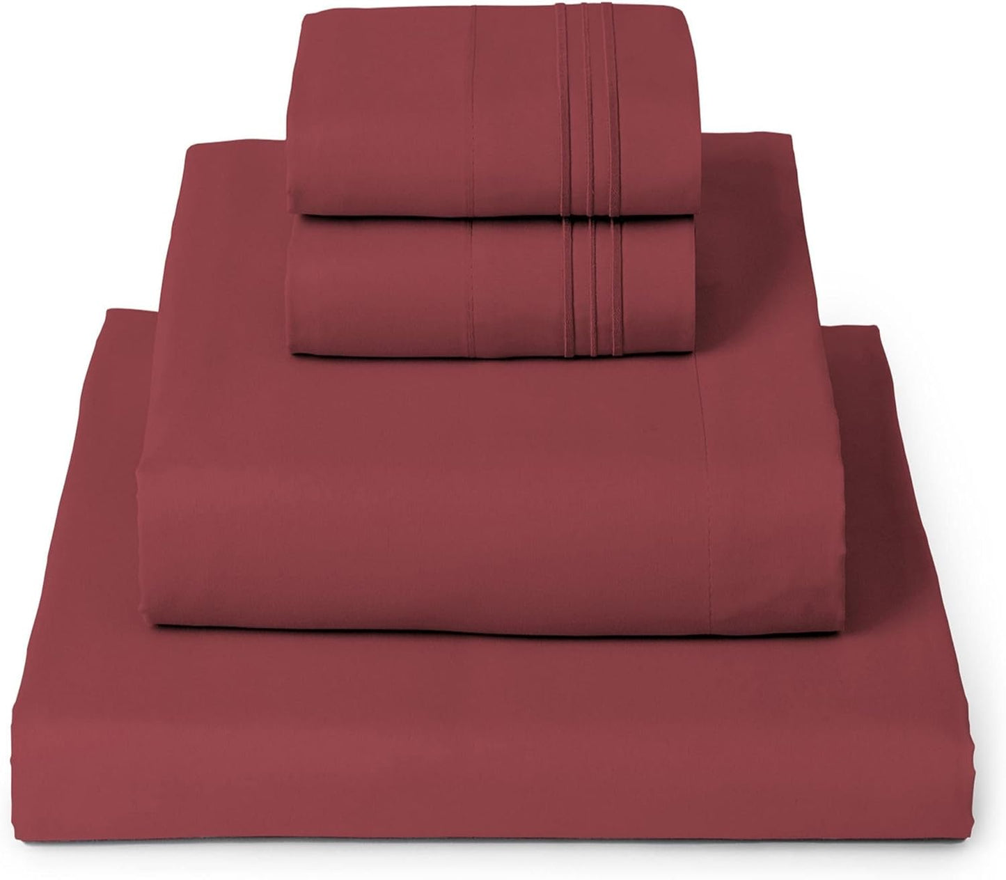 Mellanni King Sheets Set - 4 PC Iconic Collection Bedding - Hotel Luxury, Extra Soft, Cooling Bed Sheets - Wrinkle, Fade, Stain Resistant (King, Brick Red)