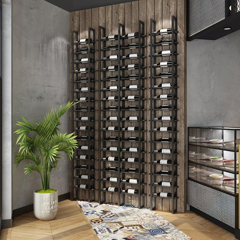 Wine Rack Freestanding Floor, 16 Tier 48 Bottle Capacity Display Holder, Industrial Wine Bottle Storage Shelves, for Any Bar, Wine Cellar, Kitchen, Dining Room (Brown, 3 Column)