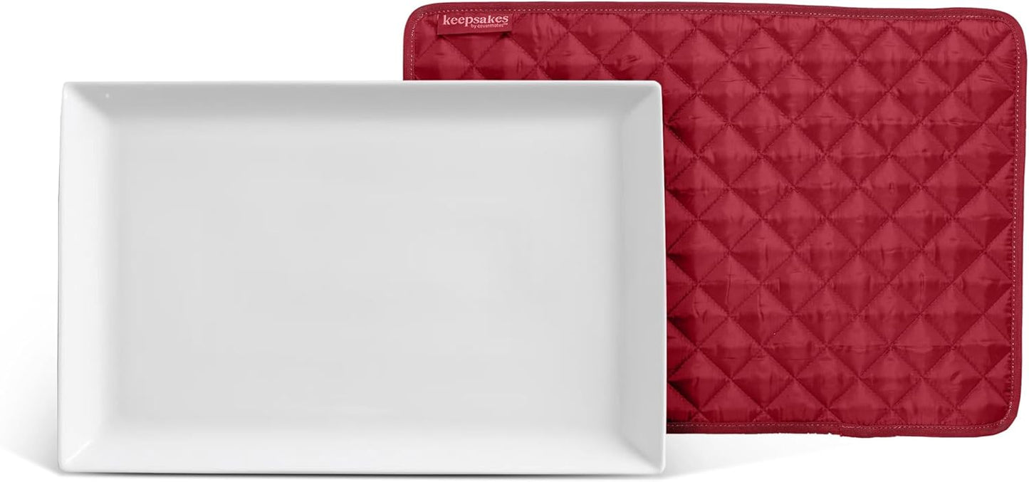 Covermates Keepsakes - Quilted Divider Set - Set of 4 - Scratch & Breakage Protection - Stain Resistant - Machine Washable - China Storage, Red