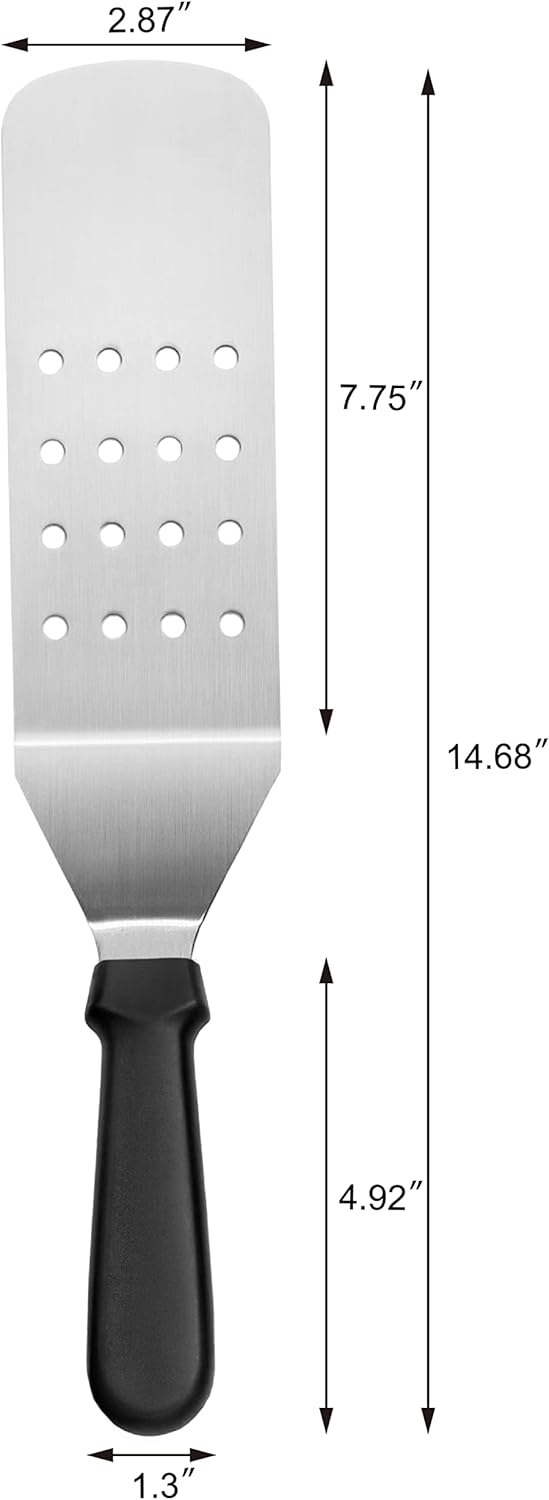 New Star Foodservice 38385 Plastic Handle Flexible Grill Turner/Spatula, Perforated, 14.5-Inch, Black