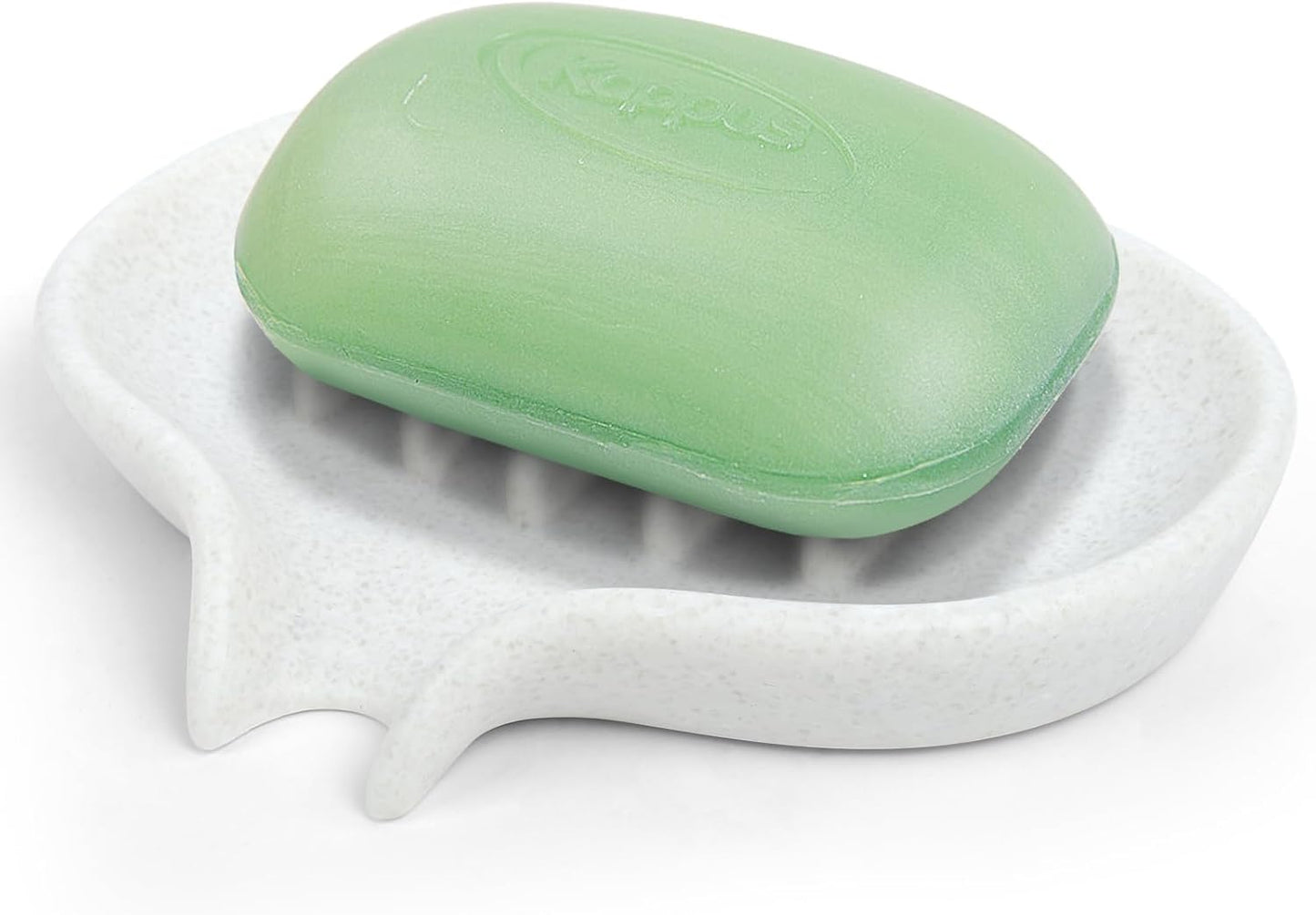 Soap Dish with Drain- Self Draining Bar Soap Holder for Shower, Marble Look Soap Savers Soap Tray Sponge Holder for Kitchen, Bathroom, Bathtub Sink, Crystal White