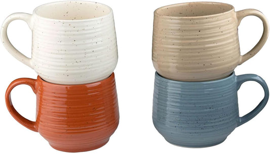 Sango Siterra Painter's Palette 17.5 oz. Assorted Color Stoneware Mug Set – Service for 4, Earthy Reactive Glaze, Microwave & Dishwasher Safe, for Everyday Dining & Entertainment