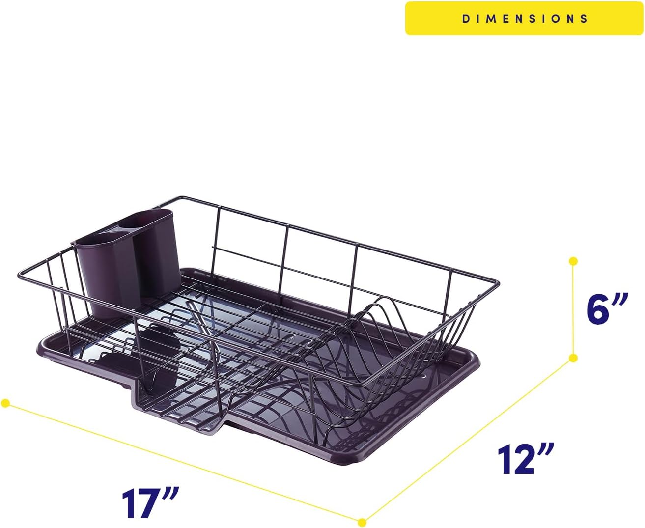Space-Saving 3-Piece Dish Drainer Rack Set: Efficient Kitchen Organizer for Quick Drying and Storage - Includes Cutlery Holder and Drainboard - Maximize Countertop Space, Eggplant Purple