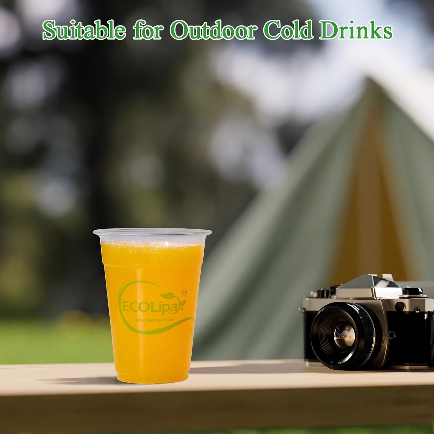 ECOLipak 1000 Count 9 OZ Clear Compostable Plastic Cups, Disposable Plant-Based Biodegradable Drinking Party Cups, PLA Plastic Cold Tumblers for Restaurant, Office, Canteen, Large Gathering