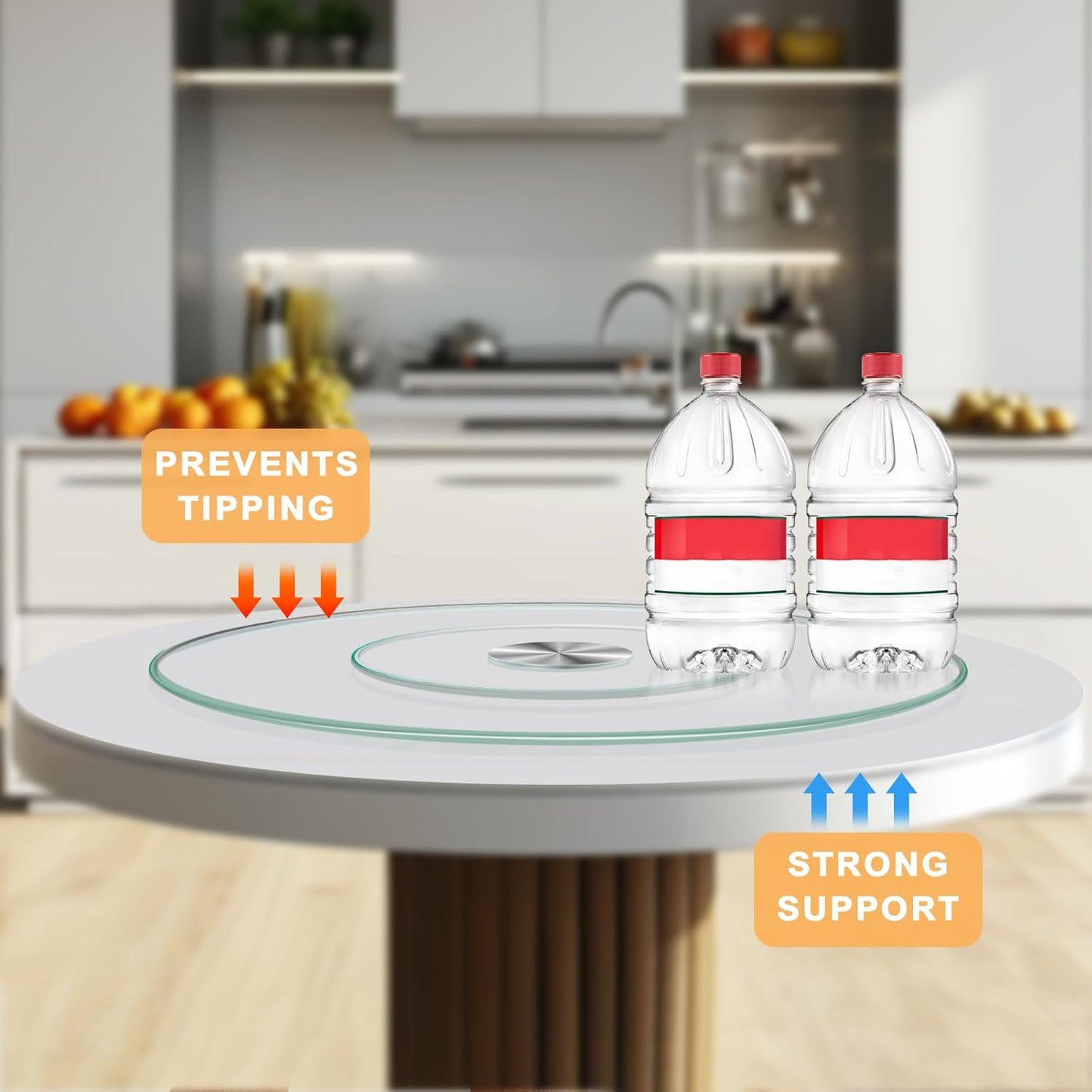 31'' Glass Lazy Susan Turntable Dining Table, 360 ° Round Dinner Plate Rotating Tray Transparent Dinner Plate, Silent and Smooth Rotation of The Dinner Plate (31inch/80cm)