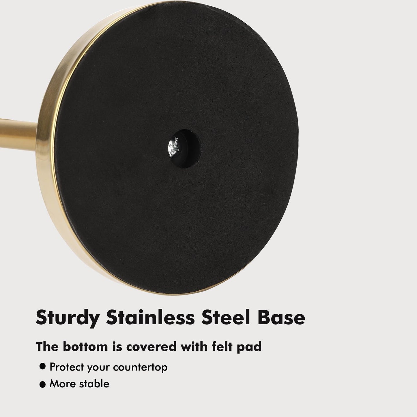 Paper Towel Holder Stand with Sturdy Base Fits Standard and Jumbo Sized Paper Towel, Paper Towel Holder Countertop (Gold)