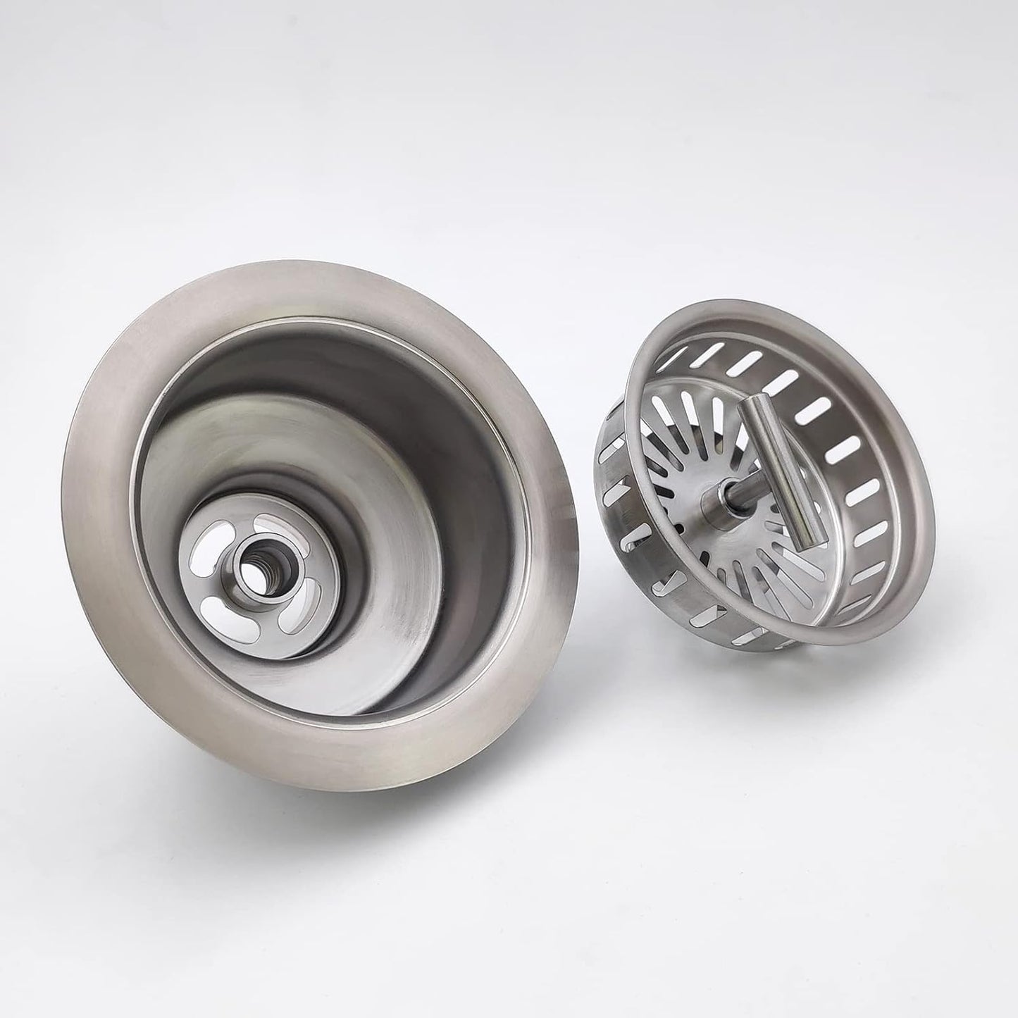 3-1/2 Inch Brushed Nickel Sink Strainers for Kitchen Sink, Stainless Steel Kitchen Sink Drain Strainer Assembly with Strainer Basket And Drain Stopper, US Standard Kitchen Sink Drain Replacement