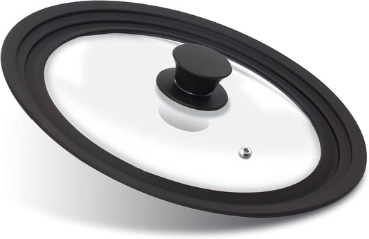Anaeat Silicone Universal Lid for Pots, Pans and Skillets - Tempered Glass Covered with Heat Resistant Silicone Rim Fits 9.5", 10" and 11" Diameter Cookware -Easy to Use Replacement Frying Pan Cover