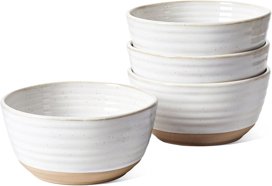 LE TAUCI Soup bowls 28 oz, Ceramic Cereal Bowl for Kitchen, Stoneware Bowl for Pho, Chip, Fruit, Salad, Noodle, Ramen, Housewarming Present- 6 Inch, Set of 4, Arctic white