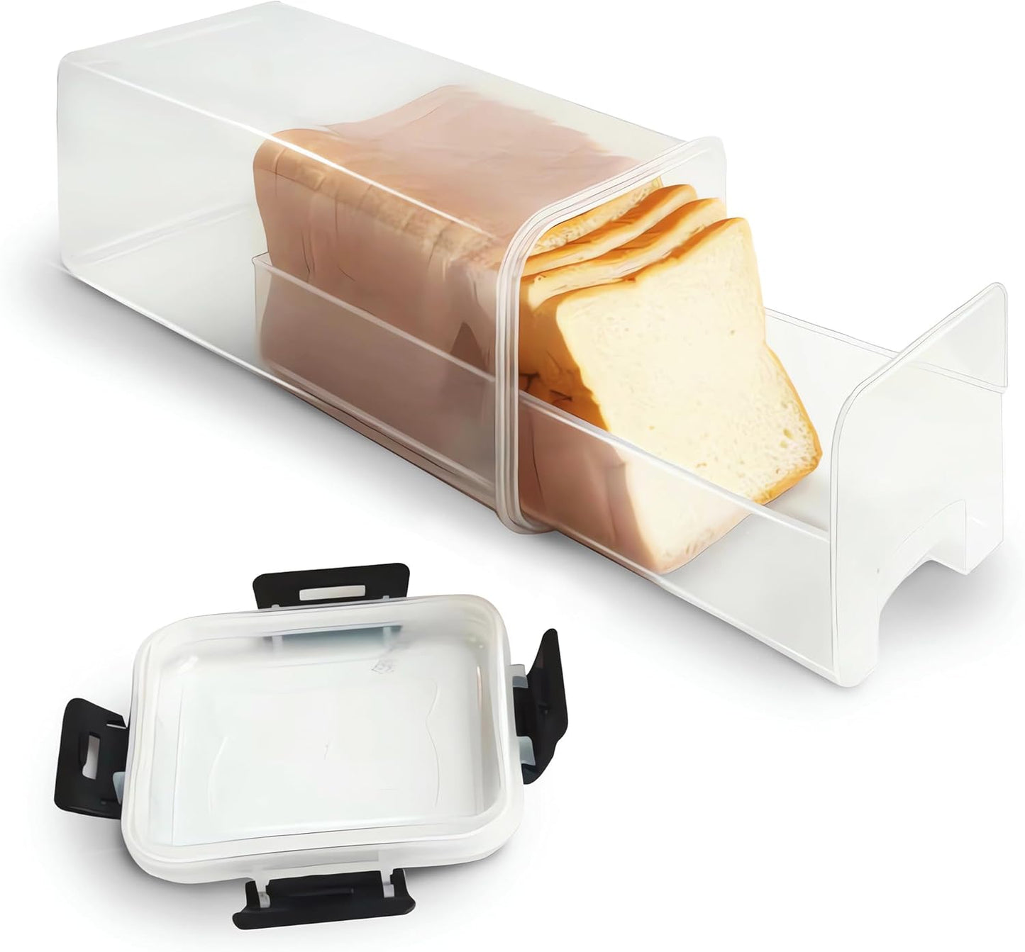 CZWL&HG Bread Storage Container with drawer Tray,Plastic Bread Box with Airtight Lid,Loaf Bread Keeper,Bread Holder for Homemade Bread,BPA Free