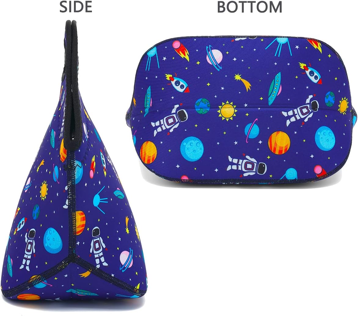FlowFly Neoprene kids Lunch box Insulated Soft Bag Mini Cooler Thermal Meal Tote Kit for Boys, Girls,Men,Women,School,Work, Office, Astronaut