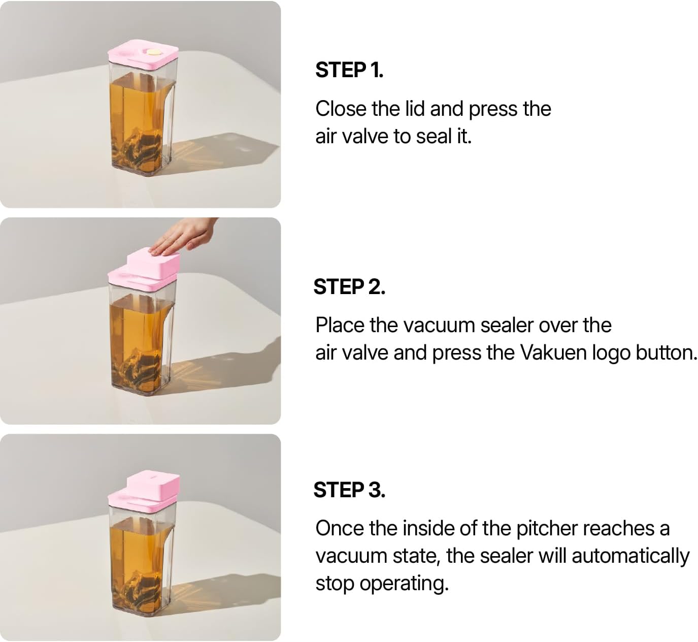 Premium Airtight Water Pitcher ROSE Pink lid, 1.4L(1.48qt) 1pcs, Airtight seal and Vacuum, Leak-free, BPA-free