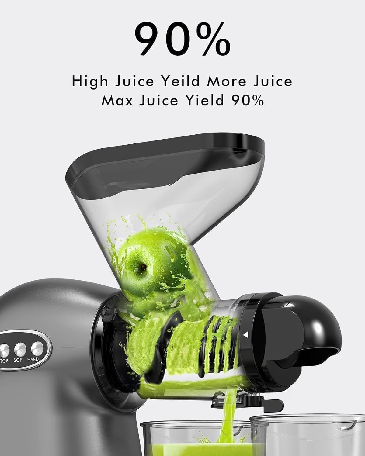 SiFENE Cold Press Juicer, 3” Wide Dual Chute Whole Slow Masticating Juicer Machine with Anti Clog Function for Celery Wheatgrass, Fruit and Vegetable Juice Extractor, Non-BPA, Easy to Clean