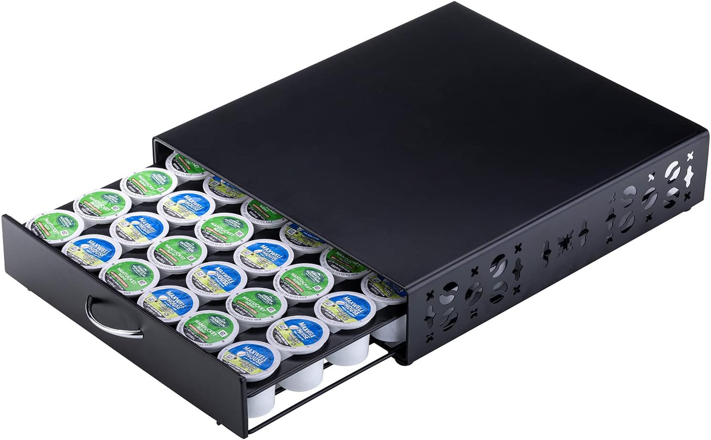 Rice rat K Cup Pod Holde iron Top Drawer,Coffee Pod Holder Capsule Display Storage compatibility 42 k cup (Black)