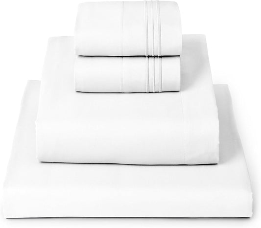 Mellanni King Sheets Set - 4 PC Iconic Collection Bedding - Hotel Luxury, Extra Soft, Cooling Bed Sheets - Wrinkle, Fade, Stain Resistant (King, White)
