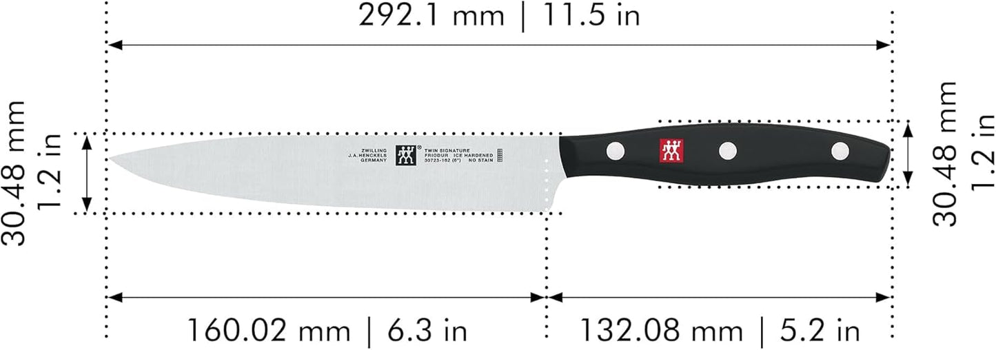 ZWILLING Twin Signature 6-inch Utility Knife, Razor-Sharp, Made in Company-Owned German Factory with Special Formula Steel perfected for almost 300 Years, Dishwasher Safe