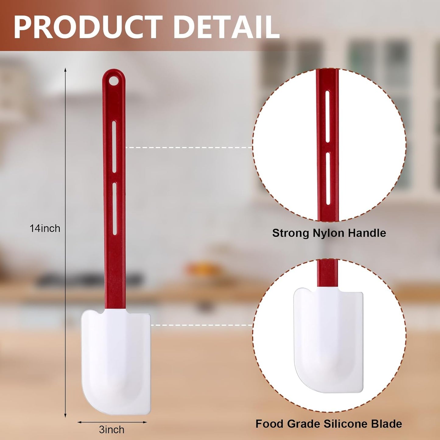 Norme 4 Pcs High Temp Silicone Spatulas Heat Resistant Rubber Spatula Commercial Silicone Scraper with Handle for Kitchen Cook Baking Mixing Utensil, Dishwasher Safe (14 Inch)