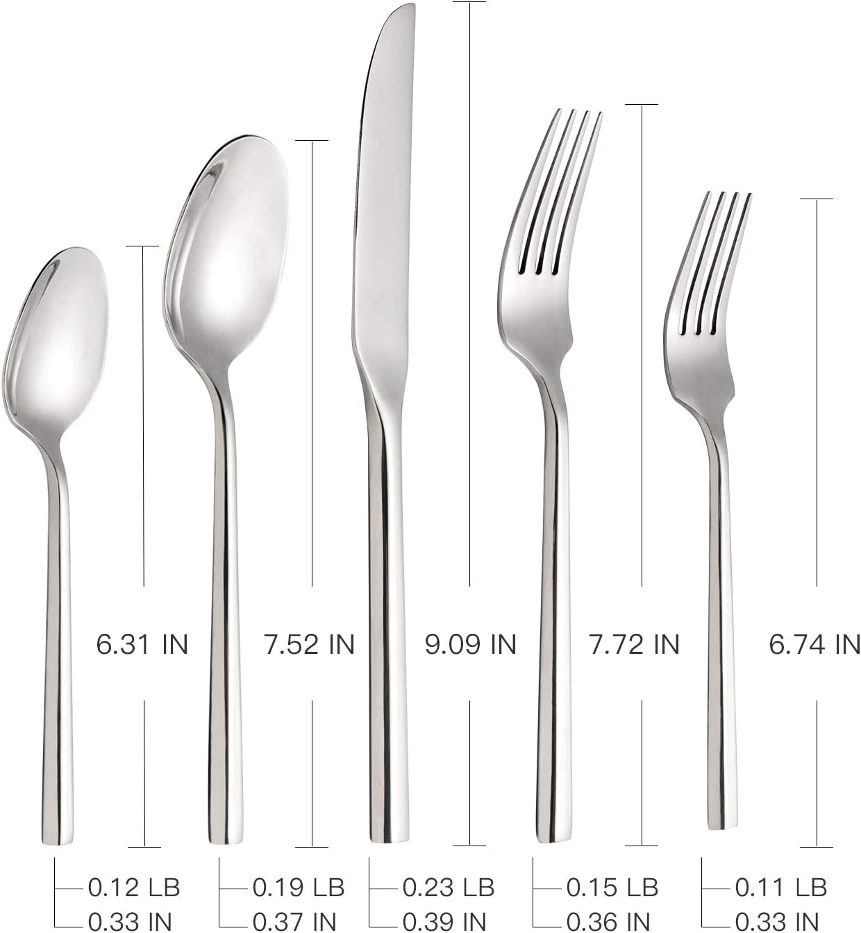 Silverware Set Flatware Set Stainless Steel Heavy Cutlery Set Hexagon Handle Mirror Finished 60 Pieces Service for 12