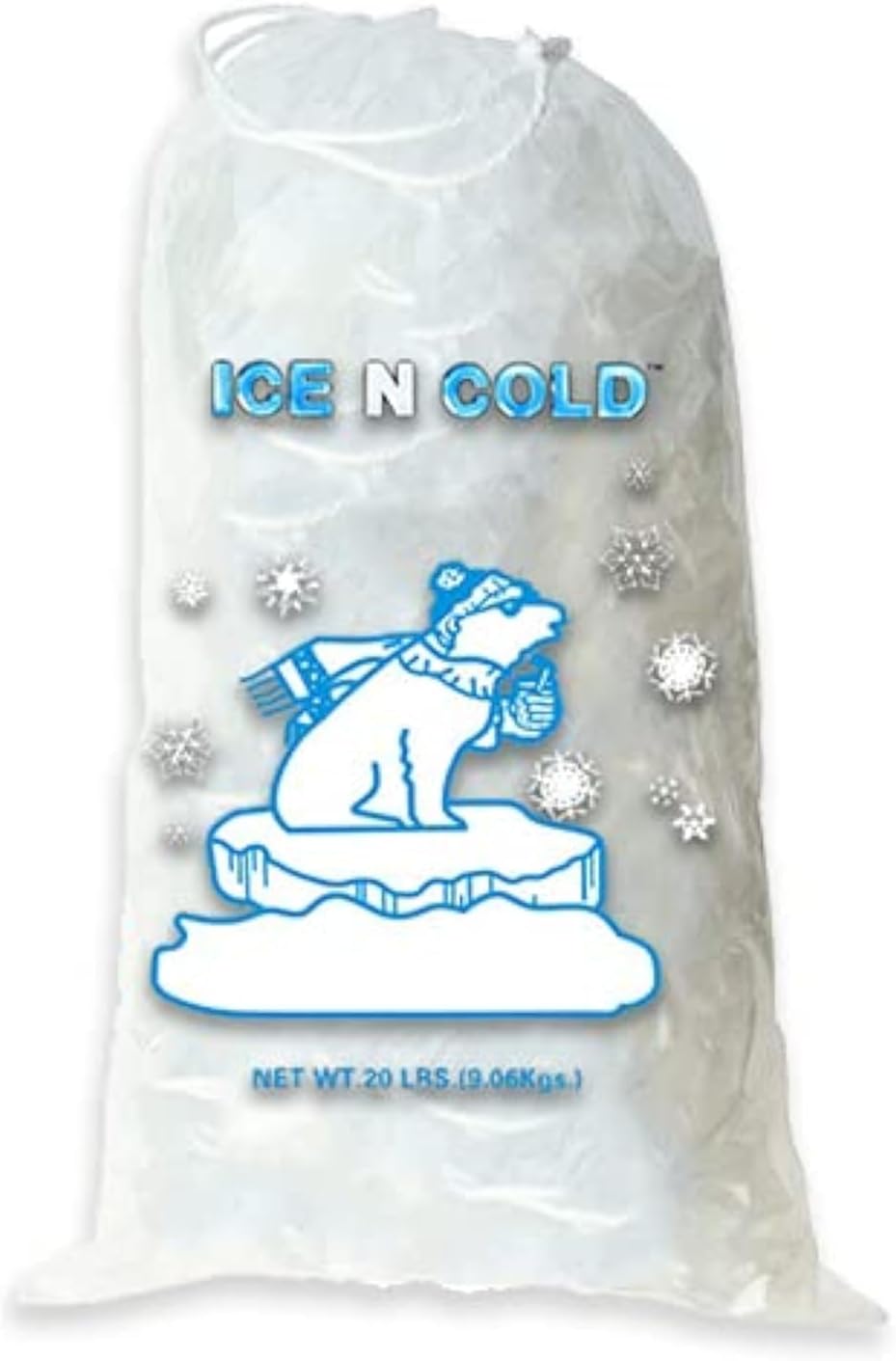 Ice Bags with Drawstring Closure | 20lb, 300ct/cs | 50 mic Thickness | Portable Storage and Freezer Keeper
