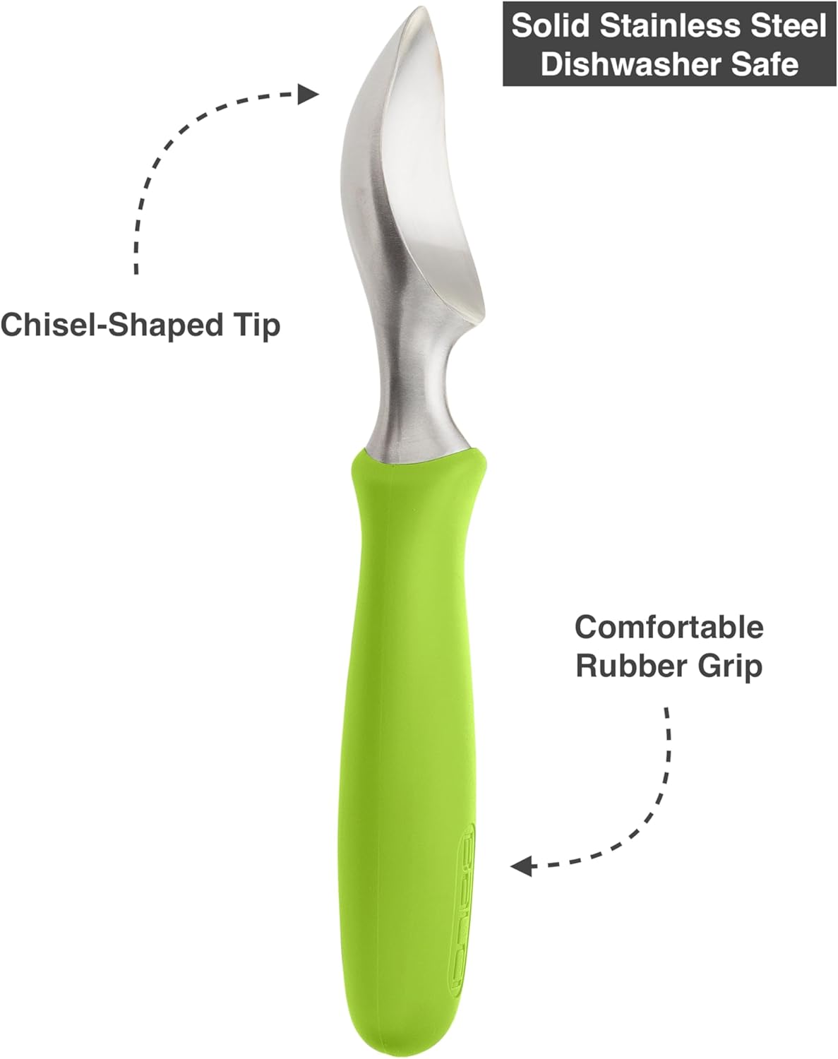 BALCI Ice Cream Scoop - Heavy Duty Stainless Steel Icecream Scooper With Non-Slip Rubber Grip - Professional Metal Ice-Cream Spade - Dishwasher Safe – Green