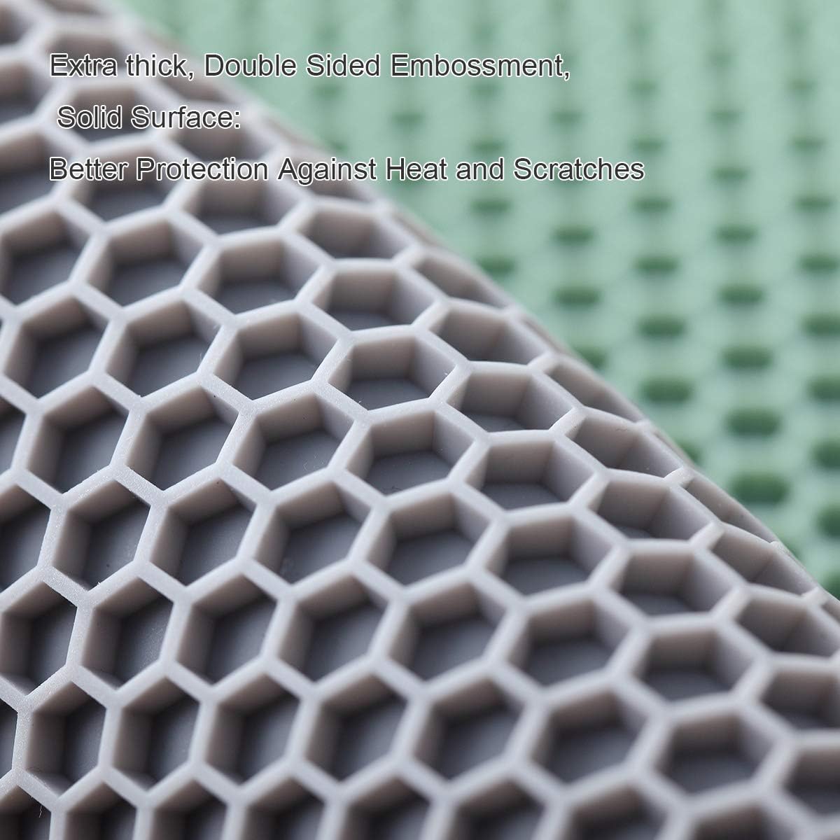 4 Packed Silicone Trivet Mats - DIY Different Size Dish Drying Mat, Hot Pot Holder for Pots & Pans, Non-Slip & Heat Resistant Kitchen Hot Pads for Countertops & Table, Navy Blue