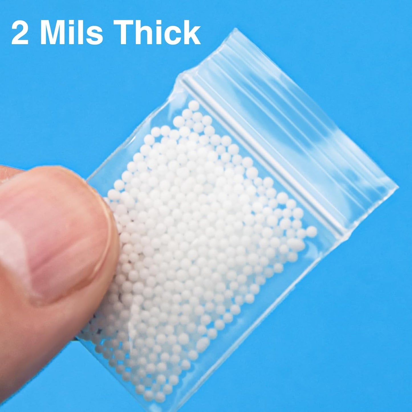 300pcs 1" x 1" Plastic Zip Bags, 2 mil Thick, Clear Small Pill Bag, Mini Zip Baggies, Reclosable Zipper Poly Bag for Travel, Storage, Packaging