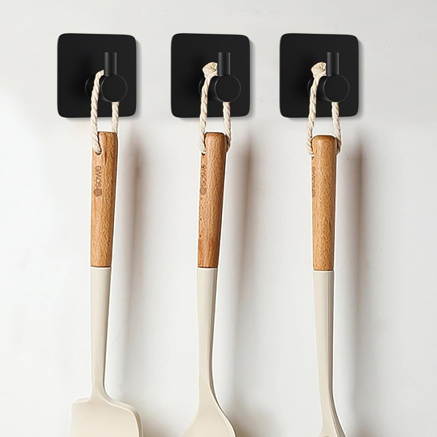 ACNISM Adhesive Hooks Heavy Duty Waterproof 4 Pack, Stainless Steel Stick on Hooks for Hanging Towel, Robe, Coat, Loofah - Bathroom Shower, Kitchen Organizer (Matte Black)