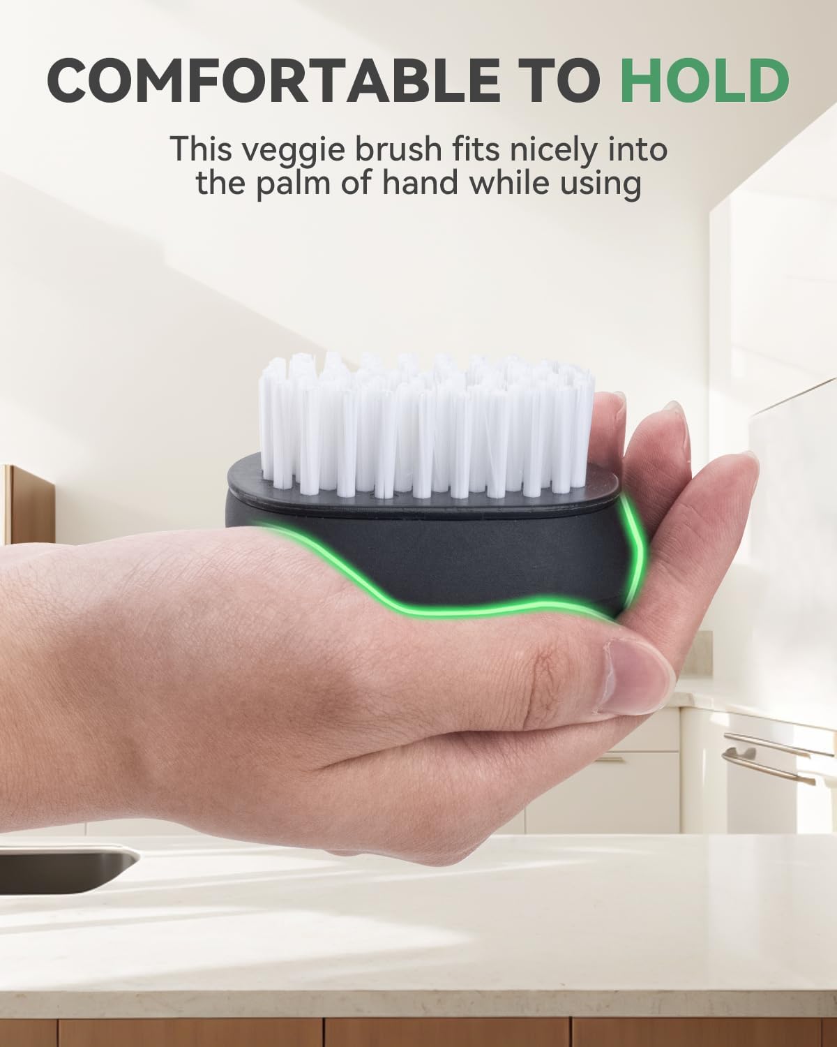 SXhyf Vegetable Brush Scrubber for Food [Black Stiff Bristles Brush + White Soft Bristles Brush] Potato Scrubber, Dishwasher Safe Veggie & Fruit Cleaning Brush for Mushrooms, Carrots, Lemons, Eggs