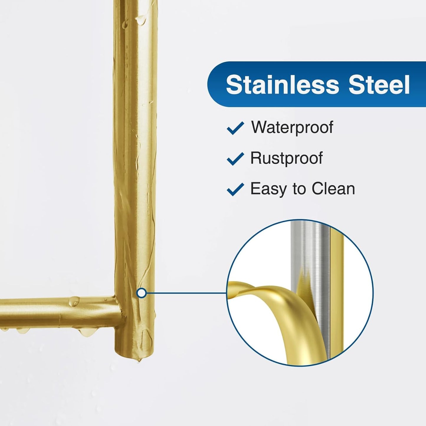 Paper Towel Holder - Self-Adhesive or Drilling, Gold, Wall Mounted, SUS304 Stainless Steel Kitchen Roll Dispenser Under Cabinet