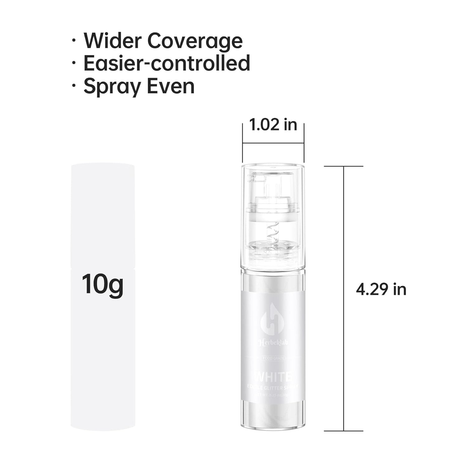 White Edible Glitter Spray - Herbeklab 10g Edible Diamond White Glitter for Cakes Food Grade Shimmer Powder for Cookie Decorating Chocolate Strawberry