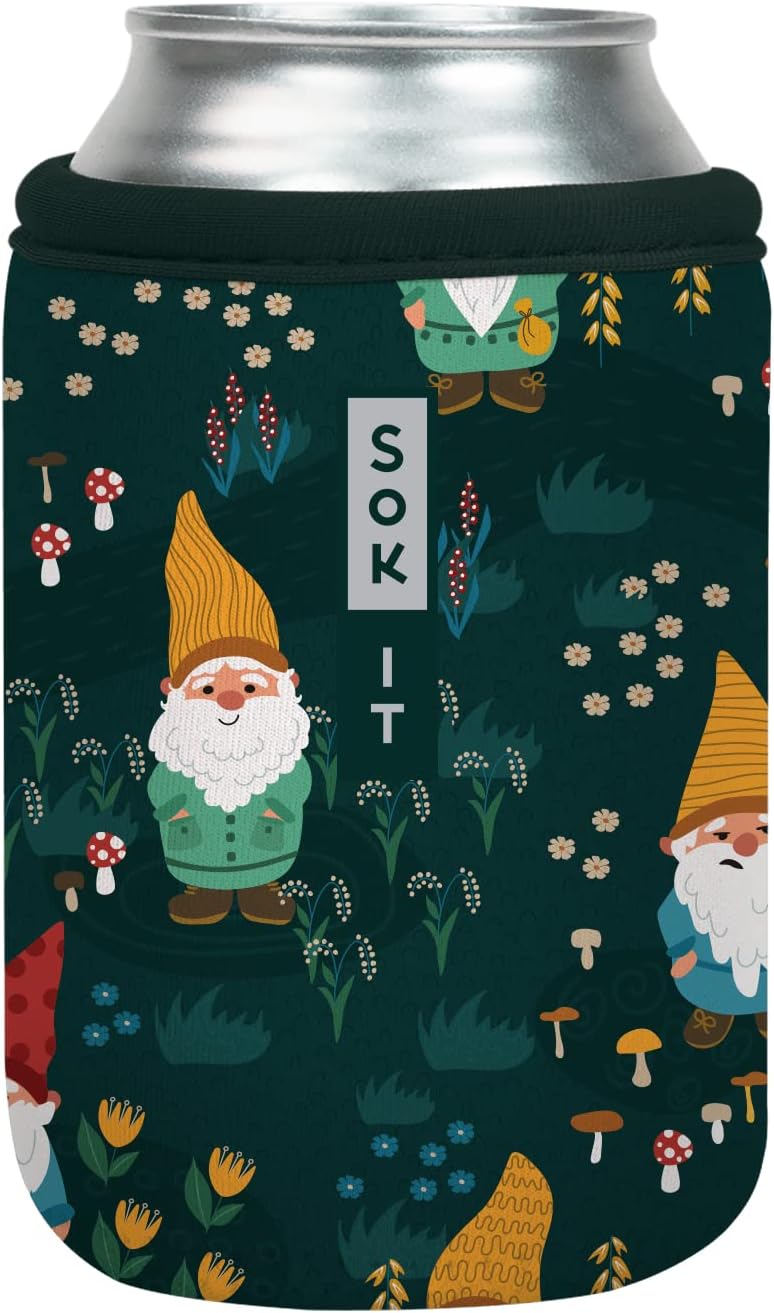 Sok It CanSok Sleeve for Beer & Soda Insulated Neoprene Cover (Rollin' with my Gnomies, 12oz Can Sleeve)
