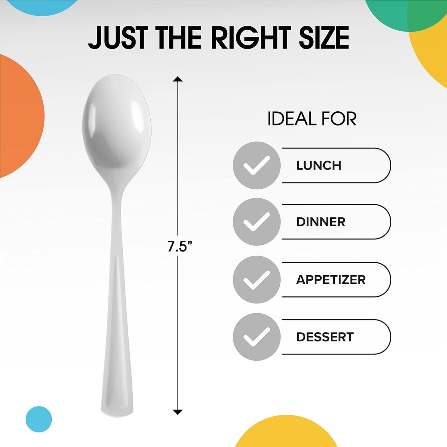 Party Solids 200 Pcs Heavy Duty Plastic Cutlery - White Disposable Flatware, Plastic Spoons