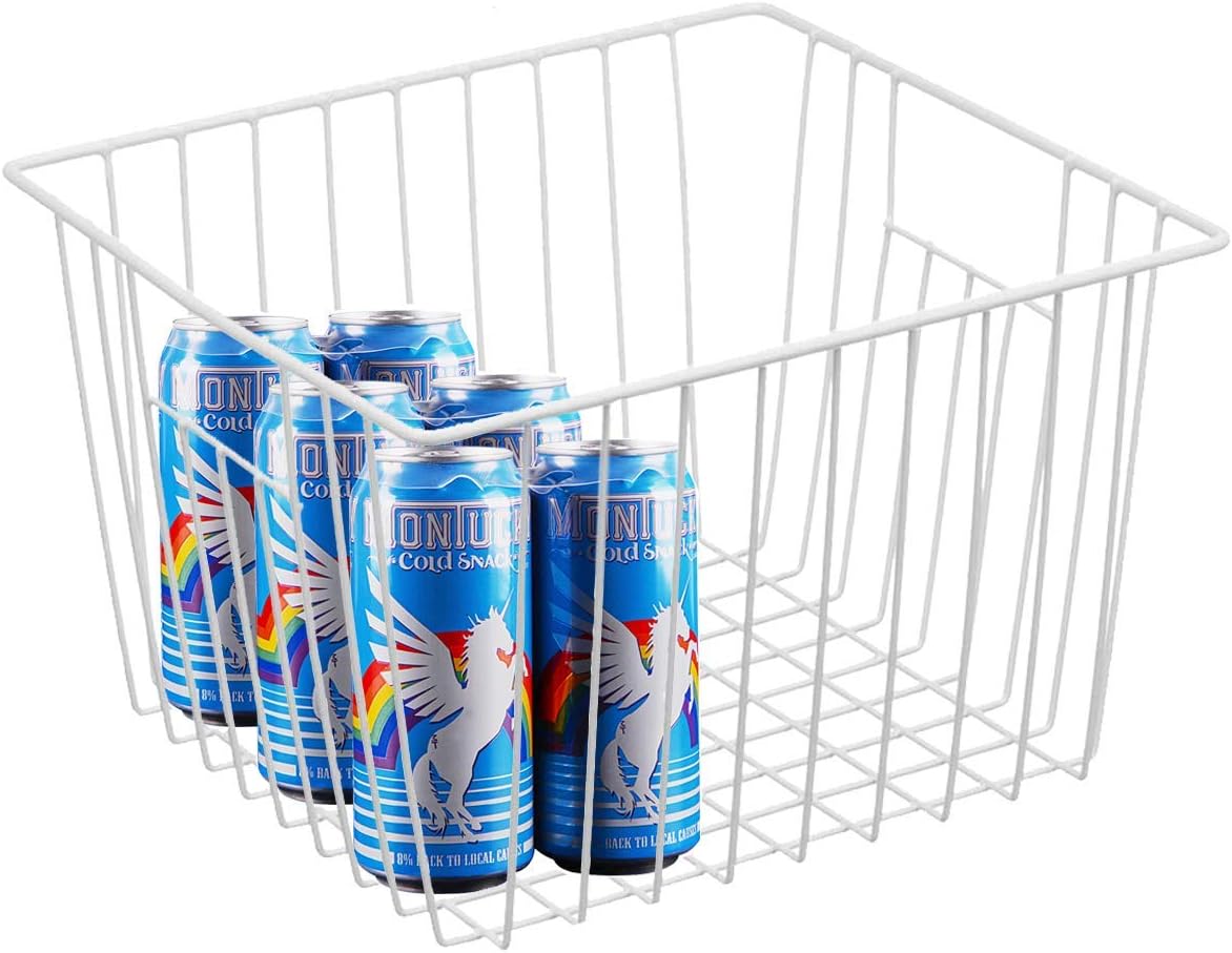 SANNO 11“ Freezer Baskets Storage Organizers, Farmhouse Organizer Bins for Cabinets, Pantry, Closets, Bedrooms