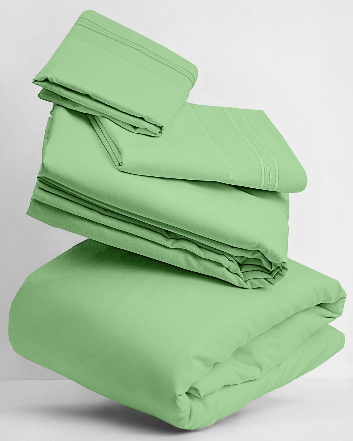 Mellanni Twin Sheets Set - 3 PC Iconic Collection Bedding - Hotel Luxury, Extra Soft, Cooling Bed Sheets - Wrinkle, Fade, Stain Resistant (Twin, Pistachio)