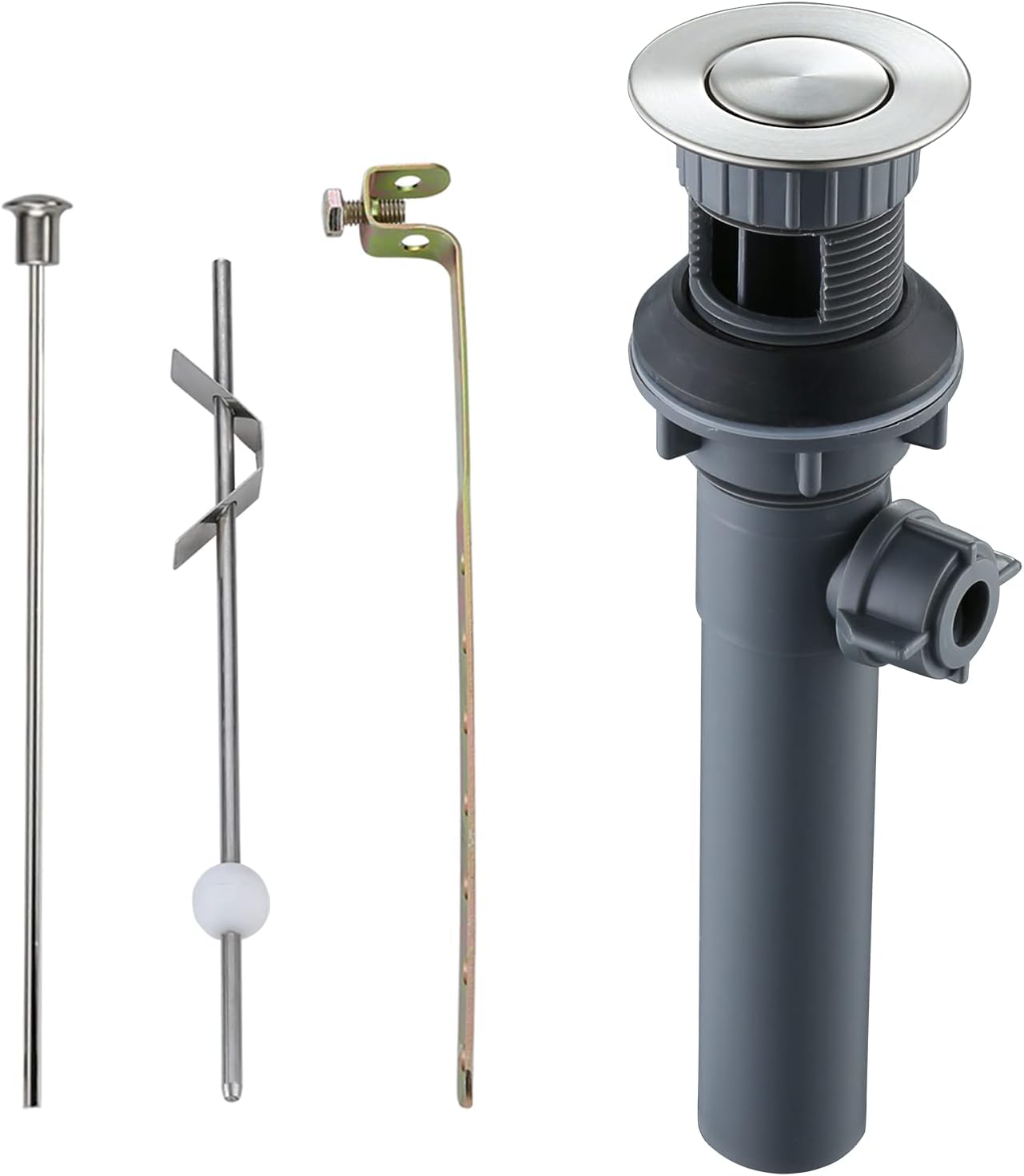 Bathroom Sink Drain with Lift Rod, Brushed Nickel Sink Drain with Overflow, ARCORA Drain Stopper for Vessel Sink