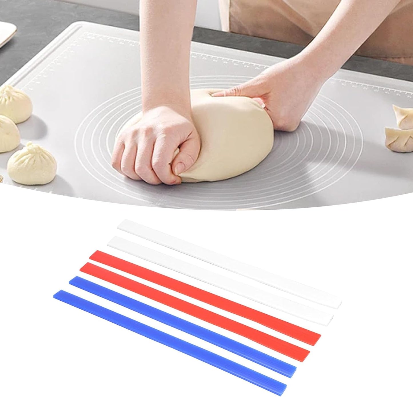 6PCS Silicone Rolling Pin Guides, 2/4/6 mm Guide Sticks Baking, Professional Silicone Ruler Guide, for Pastry Cookies Baking Kitchen Restaurant