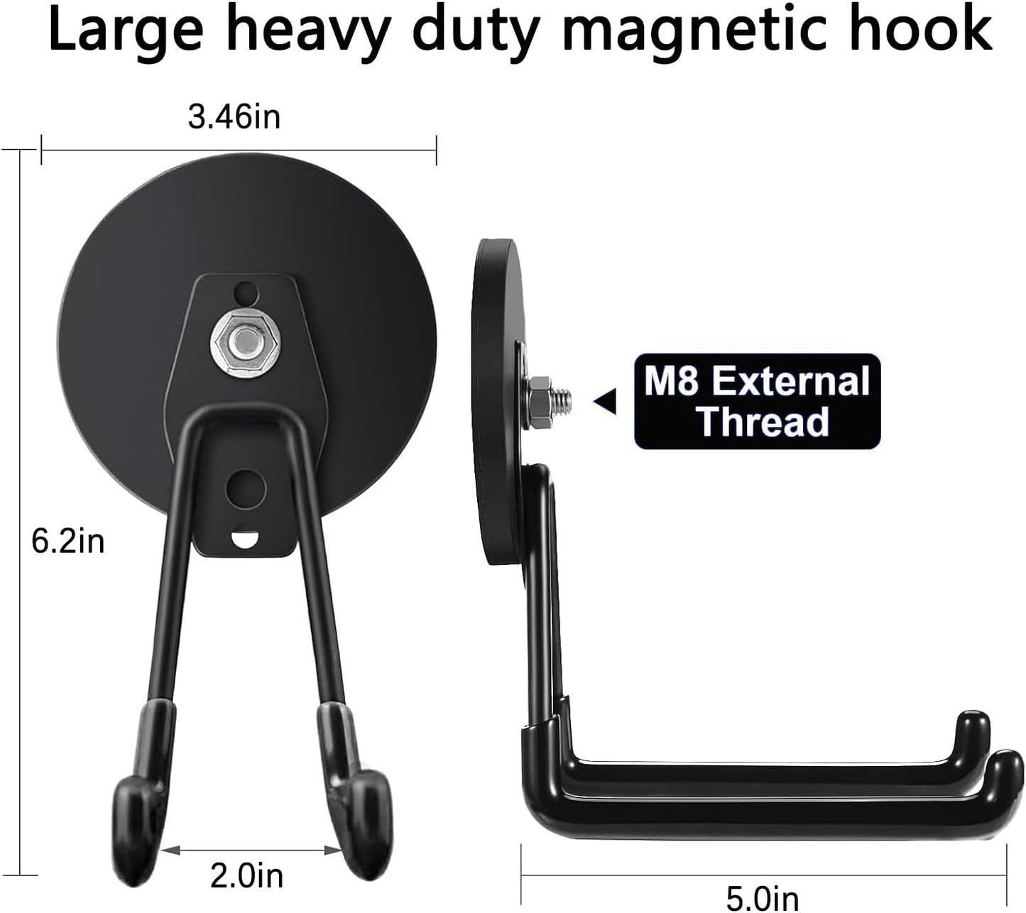 Magnetic Hook Heavy Duty, Cordless Drill Magnetic Hooks, Large Magnetic Storage Hook, Magnet Hooks for Workshop Organization, Garage and Garden Tool Holder(4Pack)