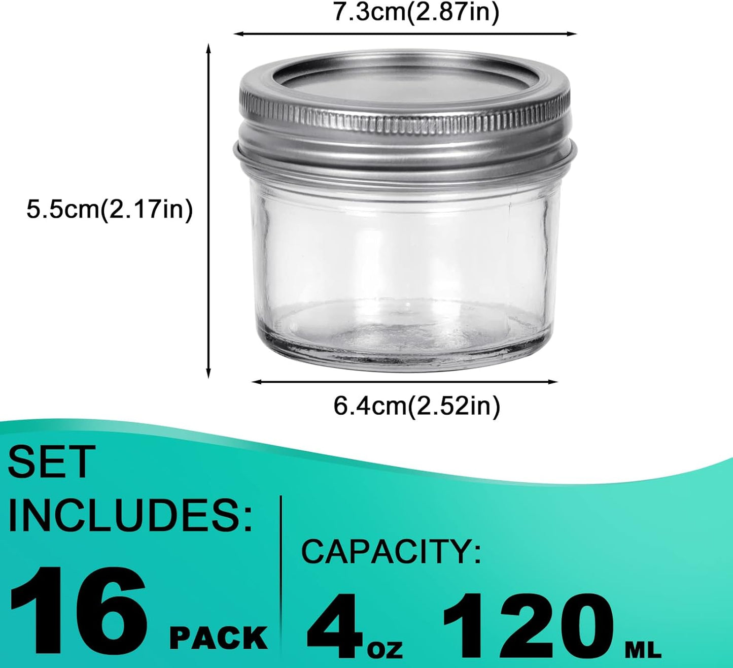 VERONES Mason Jars, 4OZ Canning Jars With Regular Lids and Bands, Ideal for Jam, Honey, Wedding Favors, Shower Favors, DIY Spice Jars, 40 PACK