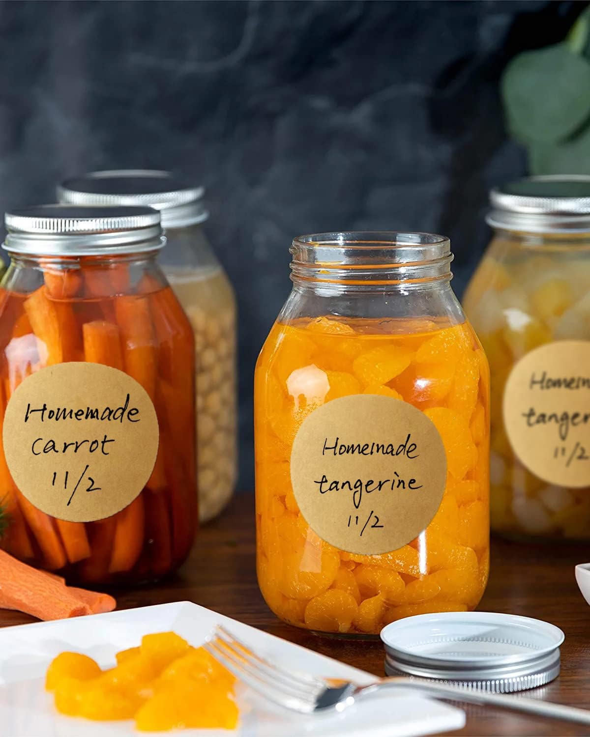 2 Inch Natural Brown Kraft Stickers (500 Per Roll), Round Blank Labels for Jars and Lid, Permanent Adhesive Kraft Stickers, Mason Jar Bottle Canning Labels