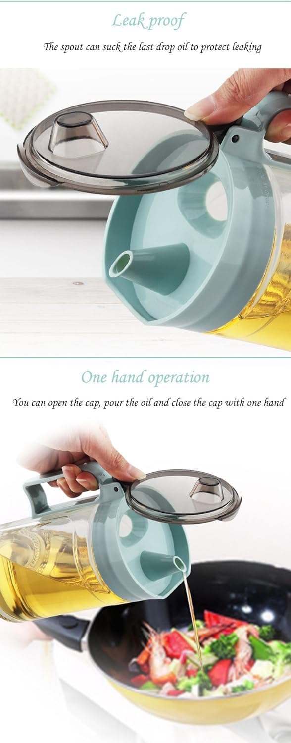 TENTA KITCHEN Olive Oil Vinegar Syrups Bottle Dispenser Cruet - 550ml(18.6 Oz) Oil Bottle Glass With No Drip Plastic Bottle Spout And Protective Cap (Beige 1PC)