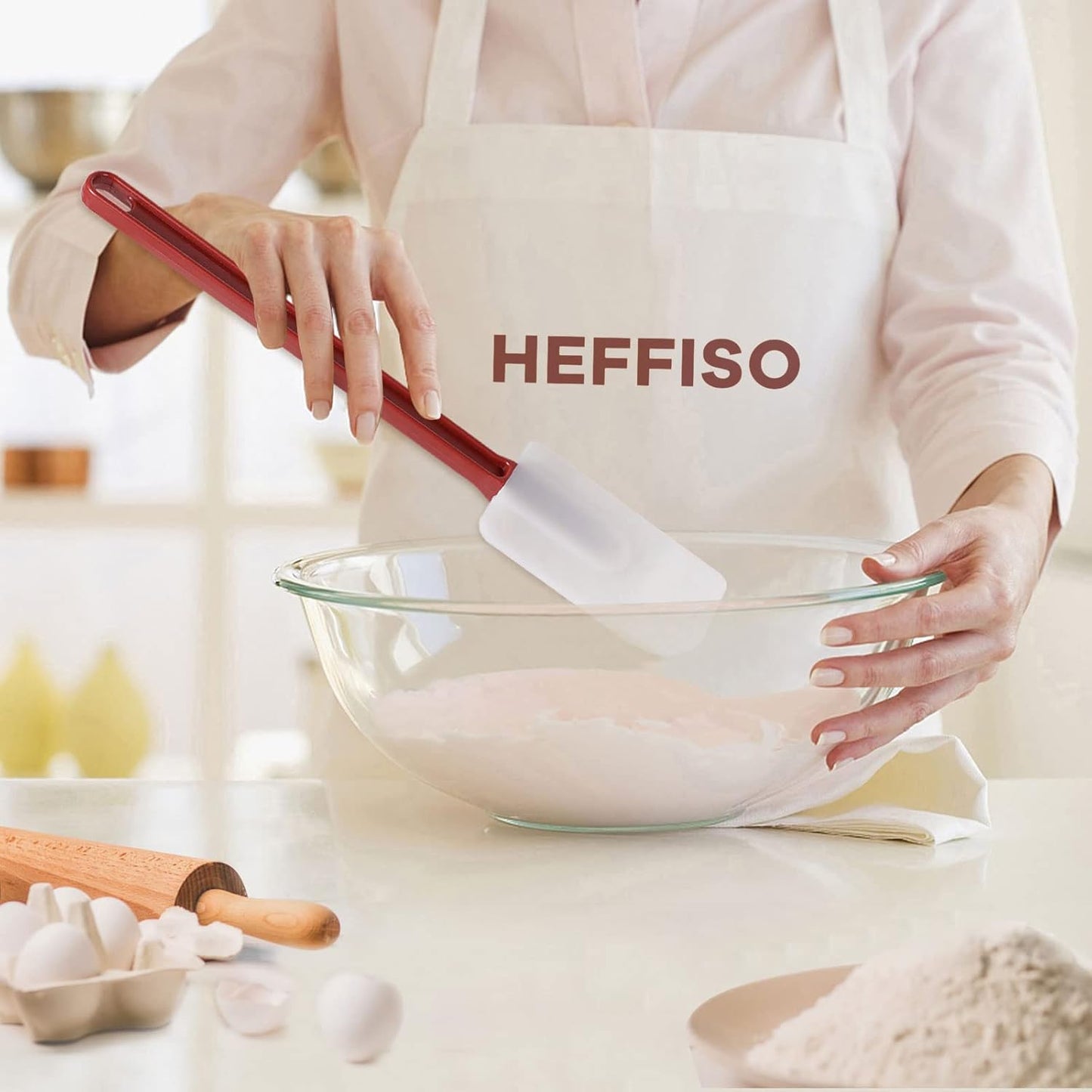 Silicone High Heat Spatula Set, 3pc (9.5/14/16Inches) - Commercial Rubber Spatula for Cooking