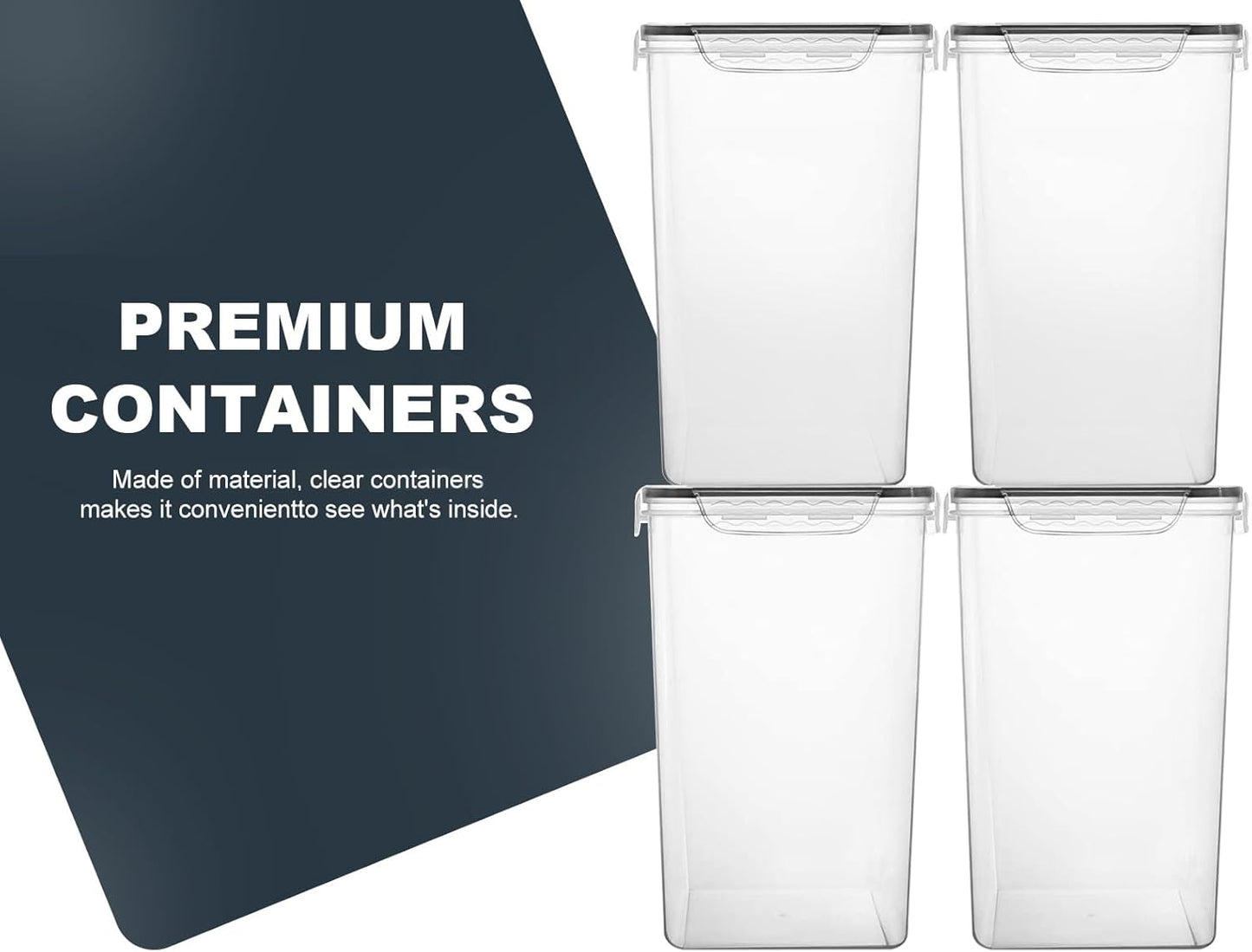 Extra Large 7qt / 6.5L/220oz Tall Food Storage Containers, WIDE & DEEP, 4-Piece Plastic Airtight Kitchen Pantry Storage Containers for Flour, Sugar, with 4 Measuring Cups,20 Labels