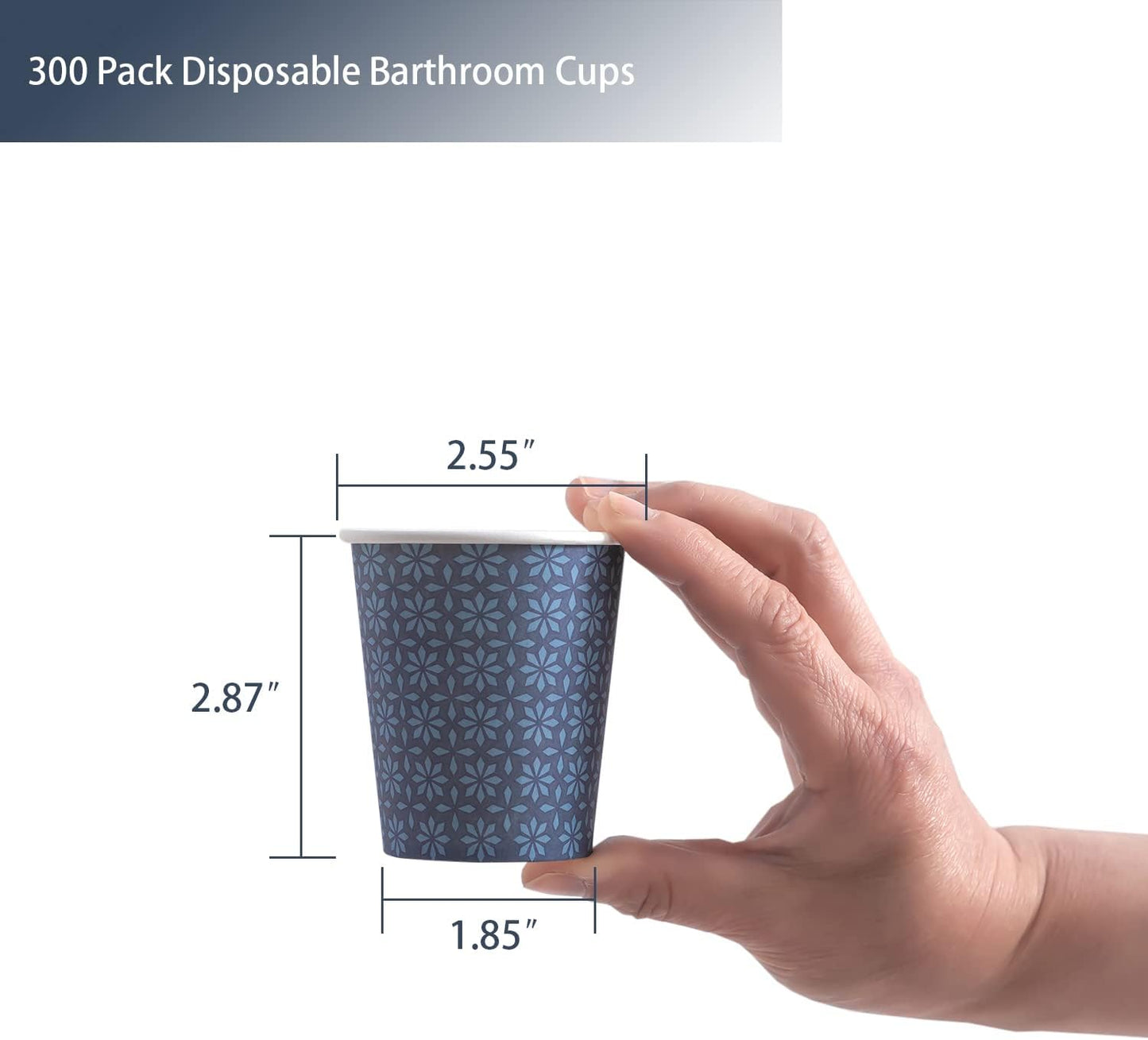 300 Pack 5oz Paper Cups, Disposable Bathroom Navy Floral Small Mouthwash Cups 5 OZ for Barth, Parties, Picnics, Barbecues, Travel and Events.