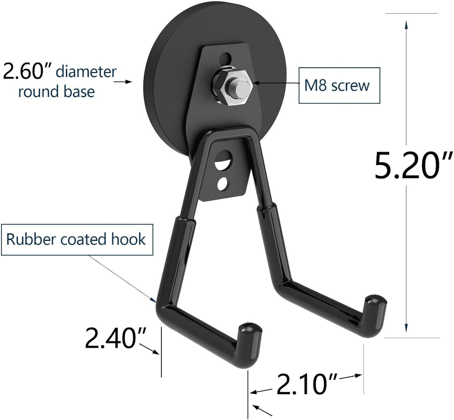 Heavy Duty Magnetic Hooks - 4Pack, Strong Large Magnet Hook, Magnetic Storage Hooks for Power Drill,Garden Tools,Hose,Pegboard,Garage,Workshop,Indoor and Outdoor Hanging Garage Hook